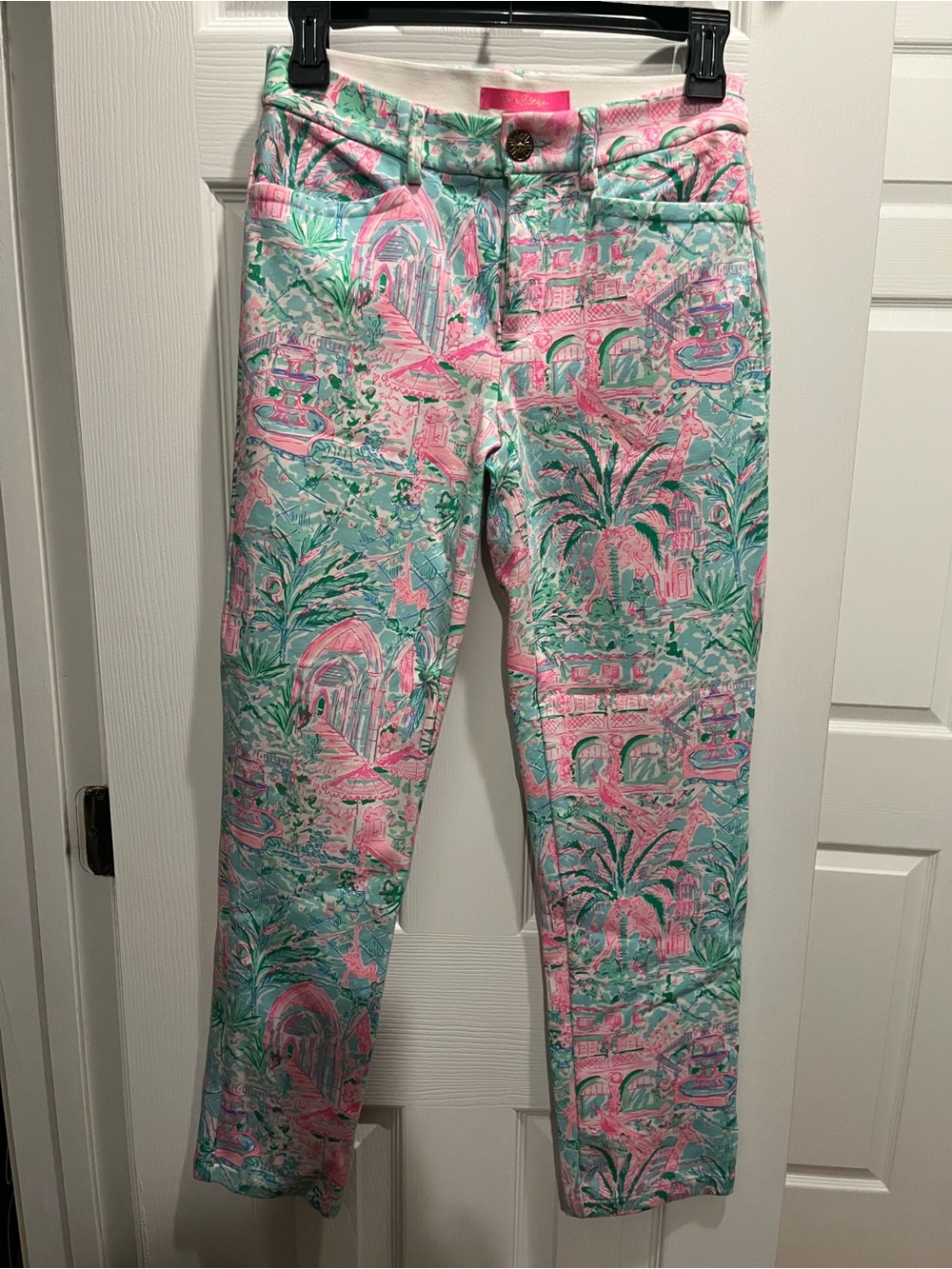 Lilly Pulitzer Pink and Mint Beach Scene Print Jeans